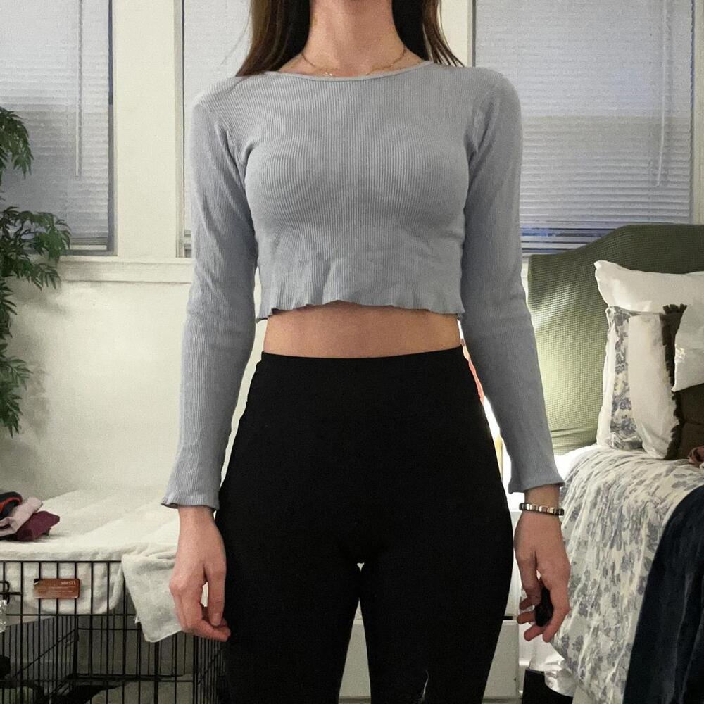 Light Blue Long Sleeve Top from Brandy Melville